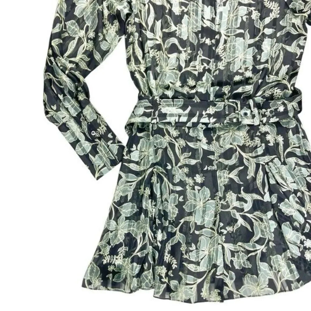 Reiss Women Larissa Mini Dress 6 Floral Belted Long Sleeve Event Party Easter
